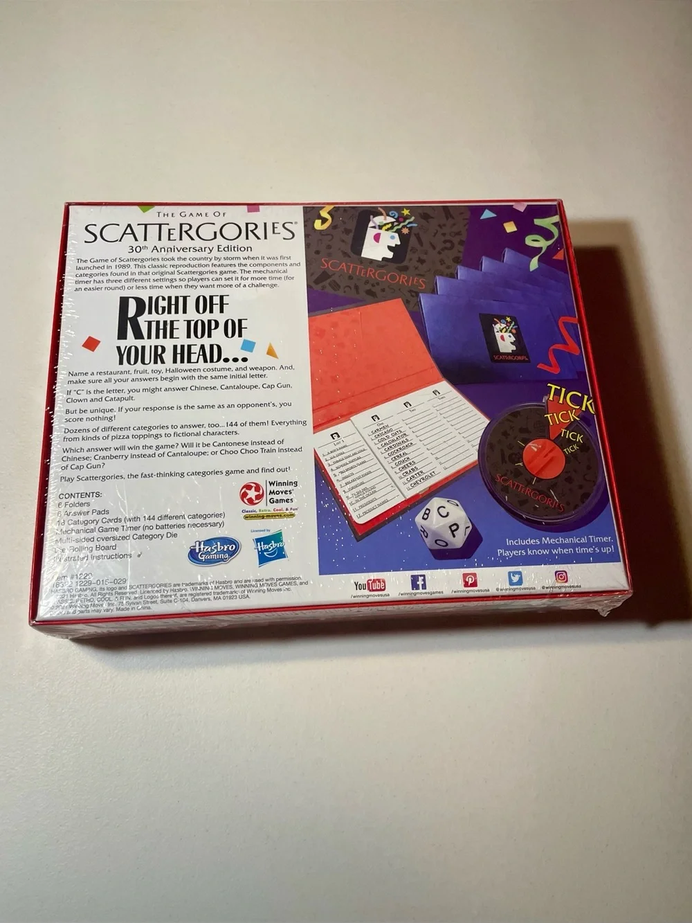New Sealed Scattergories 30th Anniversary Edition Board Game Mechanical Timer
